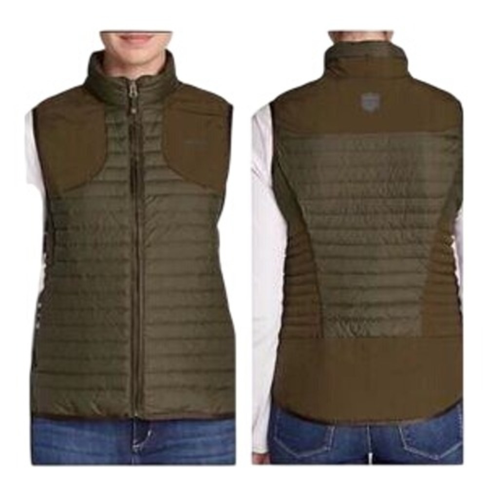 Eddie Bauer Sport Shop Puffer Vest Women XL Olive Green Down Quilted Gorpcore